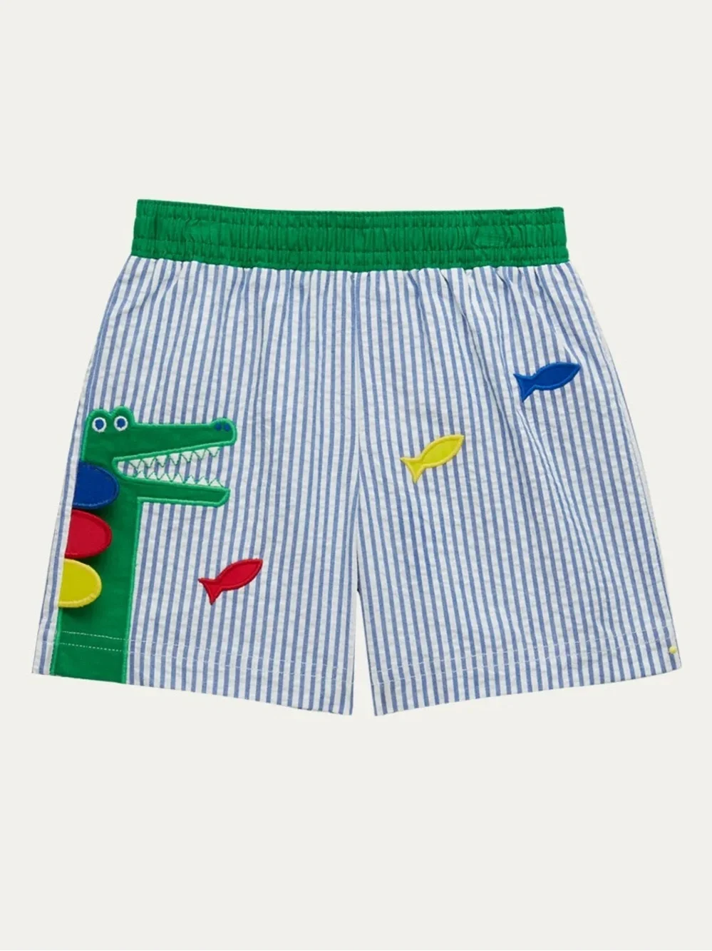 Florence Eiseman applique swimming trunks shorts seersucker alligator toddler